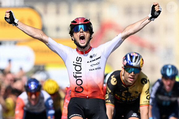 Ce dimanche 2 juillet, le Français a remporté la deuxième étape du Tour de France
 
Victor Lafay de Cofidis vainqueur de l'étape entre Vitoria-Gasteiz et Saint Sebastien, en Espagne, ce dimanche 2 juillet 2023. Photo : ABACAPRESS.COM