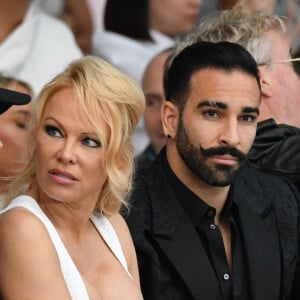 Brandon Lee, sa mère Pamela Anderson et son compagnon Adil Rami lors de la soirée Amber Lounge Monaco 2019 au profit de la fondation de Jackie Stewart "Race Against Dementia" à l'hôtel Méridien Beach Plaza à Monaco, le 24 mai 2019. © Bruno Bebert / Bestimage