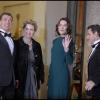 Carla Bruni et Nicolas Sarkozy en compagnie du président russe Dmitri Medvedev et de son épouse. 02/03/2010