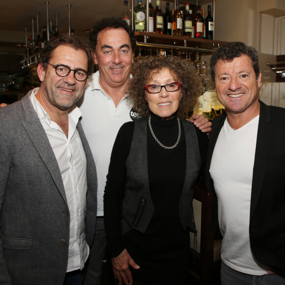 Exclusif - Michel Sarran, Eric Carrière, Mireille Dumas et Francis Ginibre lors du déjeuner de la remise de plaque du prix du jury du Championnat du Monde de Cassoulet 2018 au chef Constant à Paris, France, le 27 Fevrier 2019. © Denis Guignebourg/Bestimage