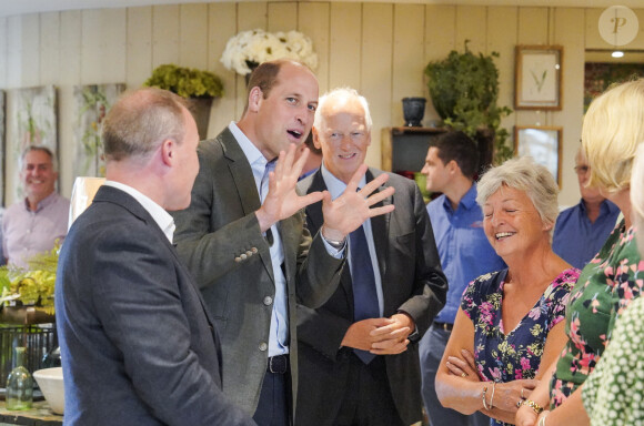 Le prince William, prince de Galles, inaugure le restaurant "The Orangery" à la pépinière du duché de Cornouailles, près de Lostwithiel, en Cornouailles, Royaume Uni, le 10 juillet 2023, qui a été construit dans le cadre d'une extension de neuf mois projet de création d'espaces visiteurs durables. 