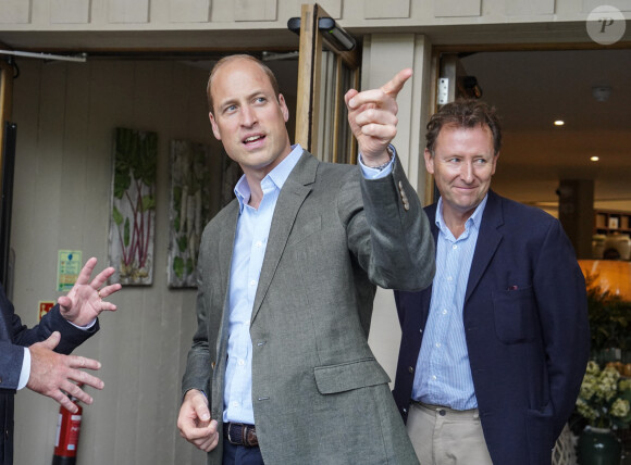 Le prince William, prince de Galles, inaugure le restaurant "The Orangery" à la pépinière du duché de Cornouailles, près de Lostwithiel, en Cornouailles, Royaume Uni, le 10 juillet 2023, qui a été construit dans le cadre d'une extension de neuf mois projet de création d'espaces visiteurs durables. 