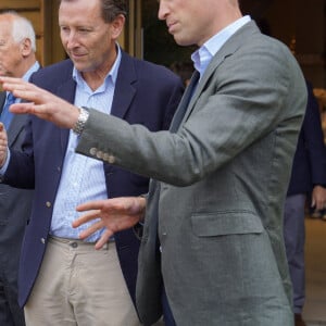 Le prince William, prince de Galles, inaugure le restaurant "The Orangery" à la pépinière du duché de Cornouailles, près de Lostwithiel, en Cornouailles, Royaume Uni, le 10 juillet 2023, qui a été construit dans le cadre d'une extension de neuf mois projet de création d'espaces visiteurs durables. 