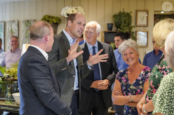 Le prince William, prince de Galles, inaugure le restaurant "The Orangery" à la pépinière du duché de Cornouailles, près de Lostwithiel, en Cornouailles, Royaume Uni, le 10 juillet 2023, qui a été construit dans le cadre d'une extension de neuf mois projet de création d'espaces visiteurs durables. 