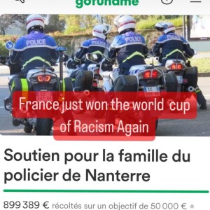 Comme Joalukas Noah
"La France vient tout juste de remporter la Coupe du monde du racisme, encore", avait indiqué Joalukas Noah.
