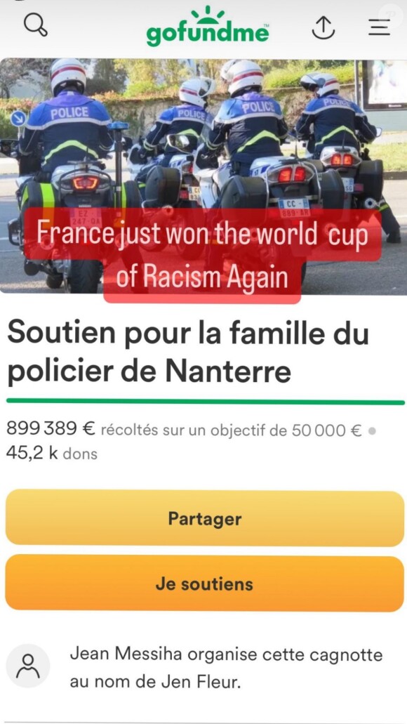 Comme Joalukas Noah
"La France vient tout juste de remporter la Coupe du monde du racisme, encore", avait indiqué Joalukas Noah.
