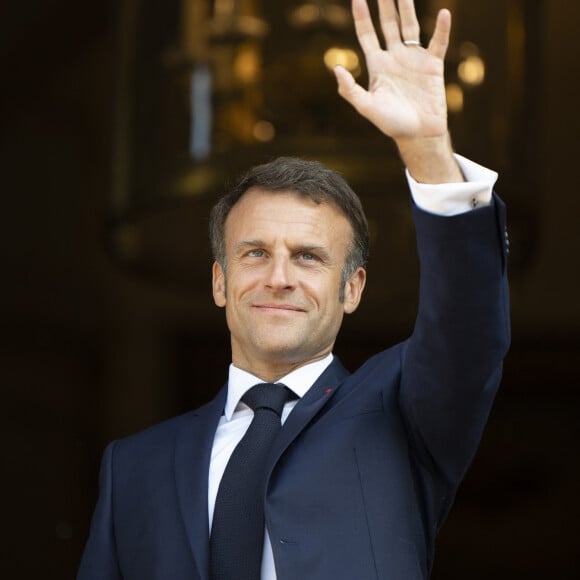 France's President Emmanuel Macron gestures before a meeting at The Ministry of Foreign Affairs in Paris on July 14, 2023. Photo by Eliot Blondet/ABACAPRESS.COM