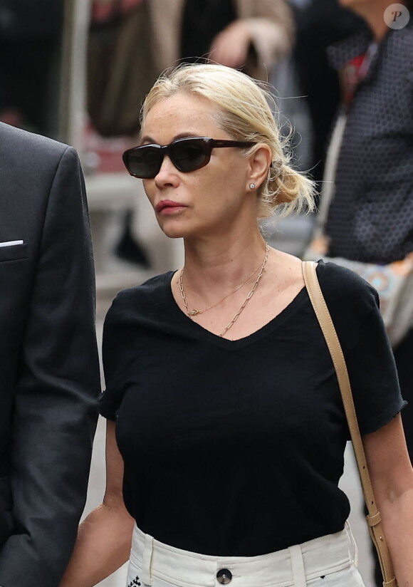 Emmanuelle Béart - Obsèques de Jane Birkin en l'église Saint-Roch à Paris. Le 24 juillet 2023. © Jacovides-KD Niko / Bestimage