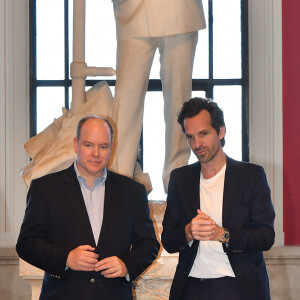 Exclusif - Le prince Albert II de Monaco et Mathieu Lehanneur - Après le succès chez Christie's à Paris en janvier dernier, la collection 50 Seas créée par le designe M.Lehanneur sera dévoilée au musée océanographique de La Principauté de Monaco du 22 avril au 6 mai. © Michael Alesi/Bestimage 