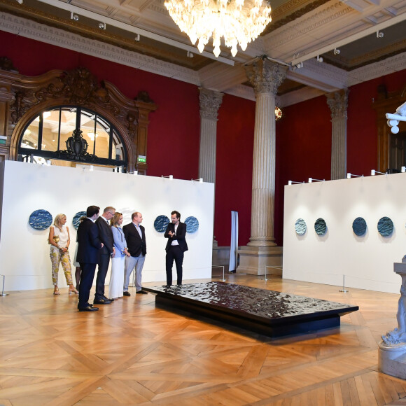 Exclusif - Robert Calcagno, Mathieu Lehanneur, le prince Albert II de Monaco, Nancy Dotta et Bertold Mueller - Après le succès chez Christie's à Paris en janvier dernier, la collection 50 Seas créée par le designe M.Lehanneur sera dévoilée au musée océanographique de La Principauté de Monaco du 22 avril au 6 mai. © Michael Alesi/Bestimage 