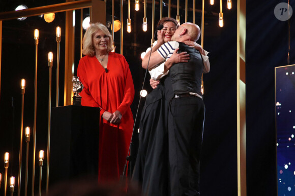 Amanda Lear, Valérie Lesort et son mari Christian Hecq - 34ème Cérémonie des Molières au " Théâtre de Paris " à Paris, France, le 24 Avril 2023. © Bertrand Rindoff / Bestimage 