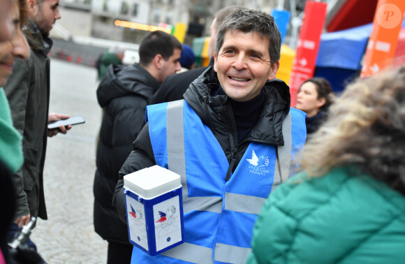 Thomas Sotto au lancement national du "Don'actions" pour la campagne de collecte du Secours populaire français à Paris, France, le 14 janvier 2023. © Veeren/Bestimage 
