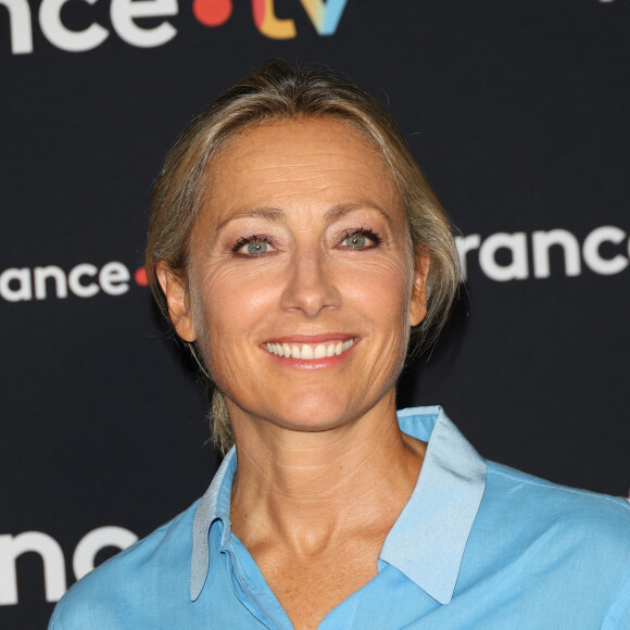 Anne-Sophie Lapix au photocall pour la conférence de presse de rentrée de France TV à la Grande Halle de la Villette à Paris, France, le 11 juillet 2023. © Coadic Guirec/Bestimage 