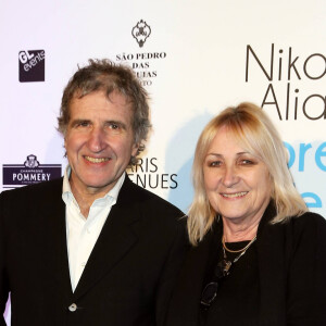 Gérard Leclerc et sa femme Julie - Vernissage de l'exposition "L'épreuve du Temps" de Nikos Aliagas au Palais Brongniart à Paris, le 16 janvier 2017. © Dominique Jacovides/Bestimage