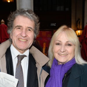 Gérard Leclerc, sa femme Julie - People à la générale de la pièce "La récompense" au Théatre Edouard 7 à Paris le 24 avril 2017. © Coadic Guirec/Bestimage