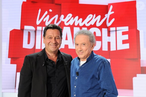 Exclusif - Laurent Gerra et Michel Drucker - Enregistrement de l'émission Vivement Dimanche au Studio Gabriel à Paris ; diffusée le 27 août 2023. © Guillaume Gaffiot / Bestimage