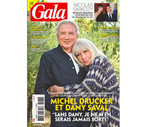 Michel Drucker et sa femme Dany en couverture du magazine "Gala", le 24 aout 2023.