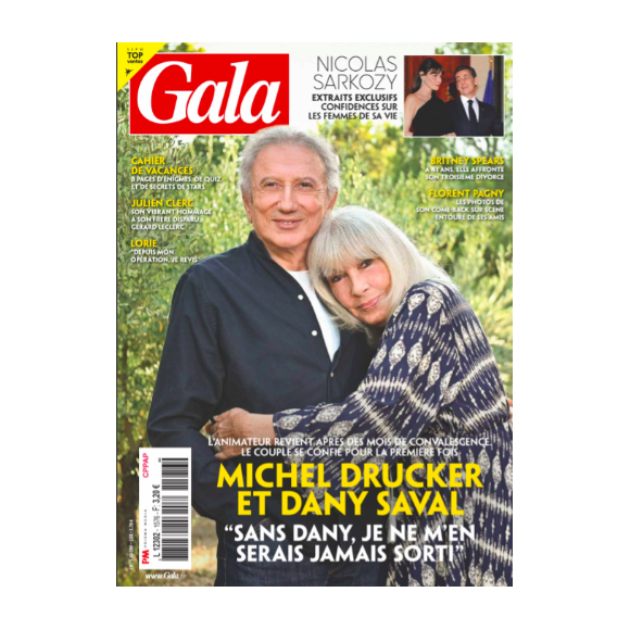 Michel Drucker et sa femme Dany en couverture du magazine "Gala", le 24 aout 2023.