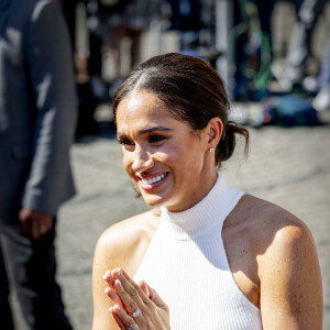 Le prince Harry, duc de Sussex et Meghan Markle, duchesse de Sussex, arrivent à l'hôtel de ville pour l'événement Invictus Games Dusseldorf 2023 One Year to Go, à Düsseldorf, Allemagne, le 6 septembre 2022. 