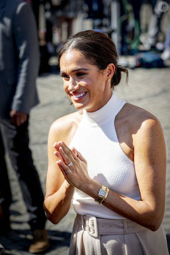 Le prince Harry, duc de Sussex et Meghan Markle, duchesse de Sussex, arrivent à l'hôtel de ville pour l'événement Invictus Games Dusseldorf 2023 One Year to Go, à Düsseldorf, Allemagne, le 6 septembre 2022. 