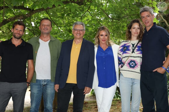 Alexis Michalik, Producer Manuel Munz, Victor Hadida, Geraldine Danon, Director Stephane Caillard et Samuel Jouy - Photocall du film "Flo" lors de la 16ème édition du festival du film francophone (FFA) de Angoulême le 26 août 2023. © Coadic Guirec / Bestimage 