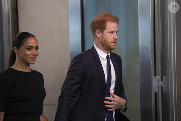 Le prince Harry, duc de Sussex et Meghan Markle, duchesse de Sussex, lors de la célébration du "Nelson Mandela International Day" au siège de l'ONU à New York. Le Prix Nelson Mandela des Nations Unies 2020 a été décerné à Mme Marianna V. Vardinoyannis de Grèce et au Dr Morissanda Kouyate de Guinée. New York, le 18 juillet 2022. ©Pacific Press Agency / Bestimage