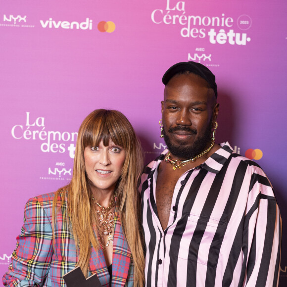 Exclusif - Daphné Bürki et Pierre-Édouard Hanffou, dit Kiddy Smile - Cérémonie des Têtu 2023 à l'Olympia à Paris, le 6 septembre 2023. © Pierre Perusseau / Bestimage
