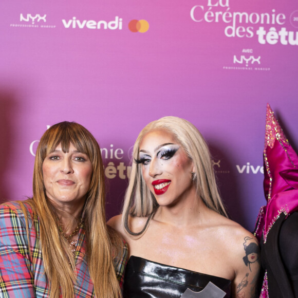 Exclusif - Pierre-Édouard Hanffou, dit Kiddy Smile, Daphné Bürki et Paloma et La Big Bertha - Cérémonie des Têtu 2023 à l'Olympia à Paris, le 6 septembre 2023. © Pierre Perusseau / Bestimage