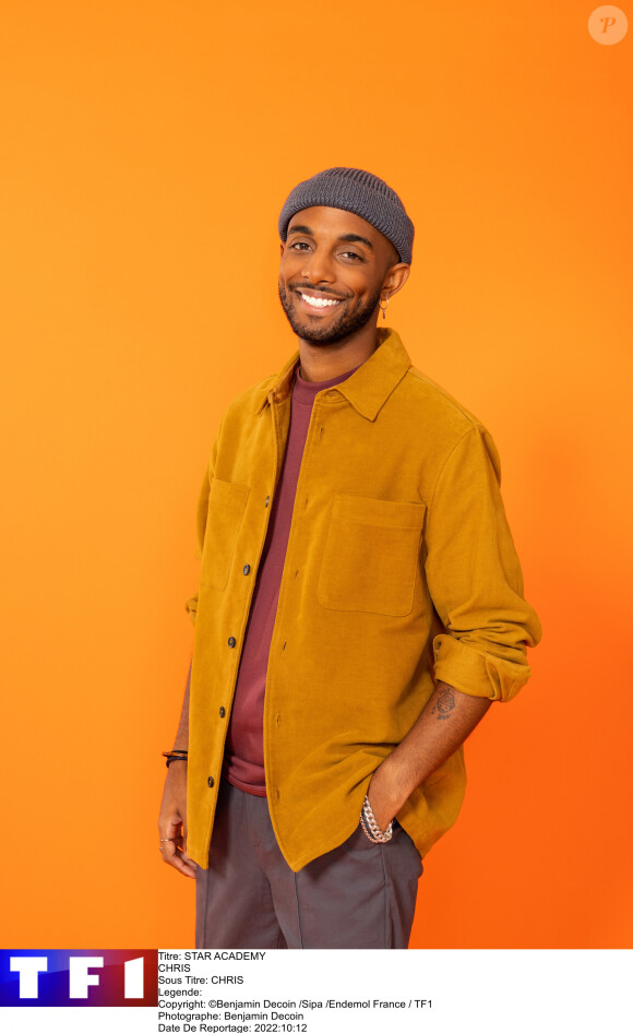 Photo officielle de Chris, candidat de la "Star Academy 2022", sur TF1