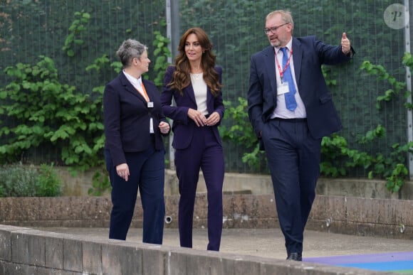 Catherine (Kate) Middleton, princesse de Galles, marraine du Forward Trust, visite la prison HMP High Down de Surrey, Royaume-Uni, le 12 septembre 2023, pour découvrir comment l'organisme caritatif aide les personnes impliquées dans le système de justice pénale à gérer et à se remettre de leur dépendance 