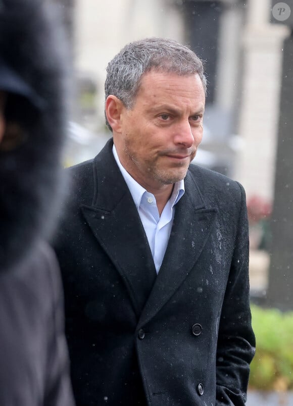 Marc-Olivier Fogiel - Sorties des obsèques de l'avocat Hervé Temime au cimetière du Montparnasse à Paris, France, le 14 avril 2023. © Clovis-Jacovides/Bestimage 