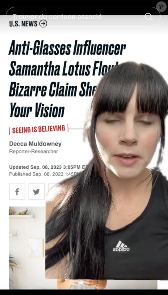 "On vous a peut-être dit que vous aviez besoin de lunettes, mais c'est en fait un mensonge", lâche-t-elle face caméra. De quoi mettre hors d'elle la TikTokeuse Mallory. 
Samantha Lotus affirme que les lunettes de vue ne servent à rien - Mallory, TikTokeuse, s'oppose aux fake news