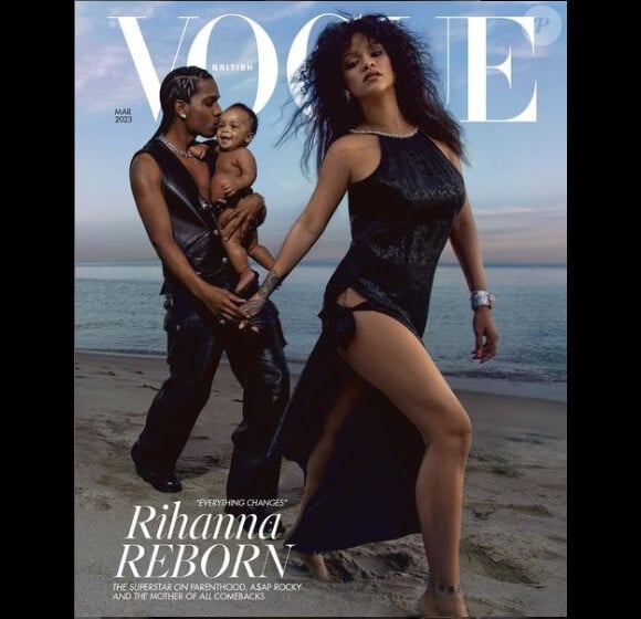 Rihanna, Asap Rocky et leur fils Rza en couverture du magazine Vogue.