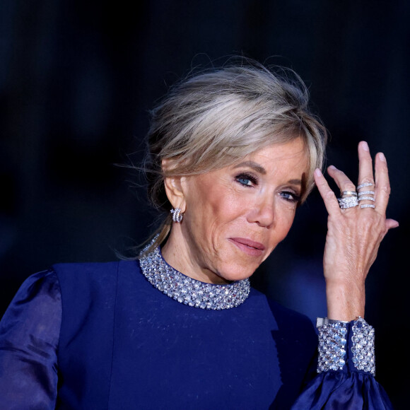 Brigitte Macron - Dîner d'Etat au château de Versailles en l'honneur de la visite officielle du roi Charles III d'Angleterre et de la reine consort Camilla Parker Bowles de 3 jours en France. Le 20 septembre 2023 © Jacovides-Moreau / Bestimage