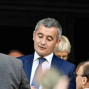 Gérald Darmanin, ministre de l'Intérieur et des Outre-mer et Patrick de Carolis - Le président de la République française E.Macron et la première dame B.Macron assistent à la messe donnée par le pape François au stade Vélodrome de Marseille, le 23 septembre 2023. Sa Sainteté le pape François est à Marseille pour la clôture des Rencontres Méditerranéennes (17 - 24 septembre 2023). © Philippe Magoni / Pool / Bestimage 