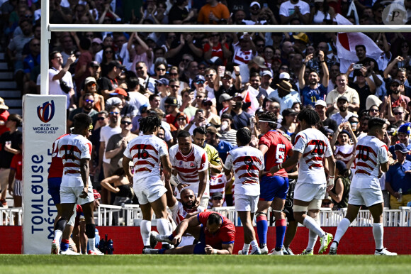 Regardez le match Japon-Samoa, jeudi 28 septembre à 21h00 sur M6.
 
Essai et joie Semisi Masirewa (jap) - Coupe du Monde de Rugby France 2023 - Match de la poule A "Japon - Chili (42-12)" à Toulouse, le 10 septembre 2023.