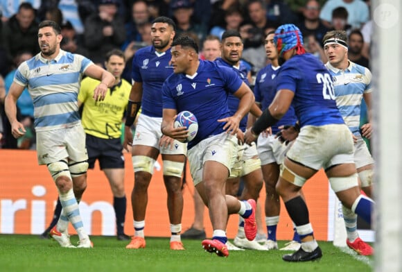 Une rencontre pour une place en quart de finale
 
Sama Malolo (samoa) - Coupe du Monde de Rugby France 2023 - Match "Argentine - Samoa (19 - 10) à Saint-Etienne, le 22 septembre 2023. © Frédéric Chambert / Panoramic / Bestimage