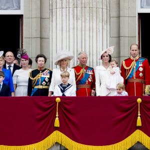 Un membre de la famille royale a expliqué que son arrivée avait été difficile.
Mike Tindall, Zara Phillips, la princesse Anne, Camilla Parker Bowles, duchesse de Cornouailles, le prince Charles, Kate Catherine Middleton, duchesse de Cambridge, la princesse Charlotte, le prince George, le prince William, la reine Elisabeth II d'Angleterre et le prince Philip, duc d'Edimbourg - La famille royale d'Angleterre au balcon du palais de Buckingham lors de la parade "Trooping The Colour" à l'occasion du 90ème anniversaire de la reine.