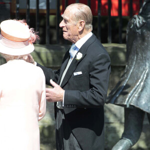 Elizabeth II et le prince Philip - Mariage de Mike et Zara Tindall à Edimbourg en Ecosse, 30 juillet 2011.