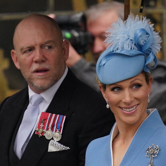 Zara Phillips (Zara Tindall) et Mike Tindall - Les invités à la cérémonie de couronnement du roi d'Angleterre à l'abbaye de Westminster de Londres, Royaume Uni, le 6 mai 2023. 