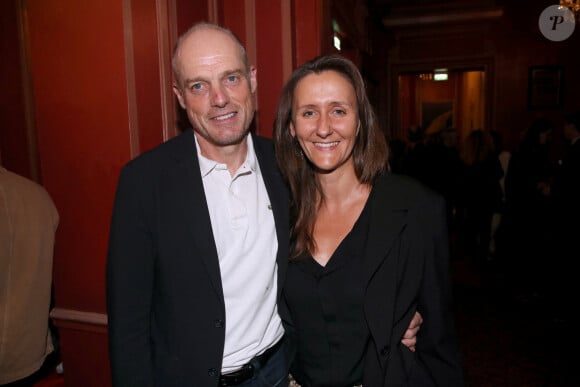 Fabrice Lhomme (Ecrivain) et Elodie Barbey - Cocktail à la suite de la Générale de la Pièce " Vidéo Club " au Théâtre Antoine à Paris. Le 27 Septembre 2023. © Bertrand Rindoff / Bestimage 