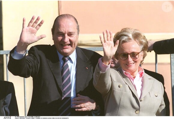 Jacques Chirac et Bernadette Chirac à Borme Les Mimosas - 62ème Corso Fleuri.
