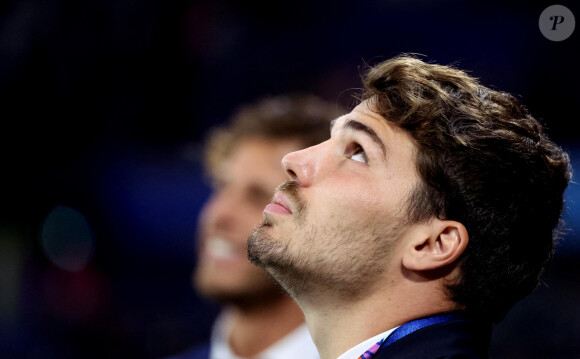 Antoine Dupont - Femmes de joueurs et joies à l'issue du match de Coupe du monde de rugby entre la France et l'Italie (60-7) à Lyon le 6 octobre 2023. © Cyril Moreau-Dominique Jacovides/Bestimage