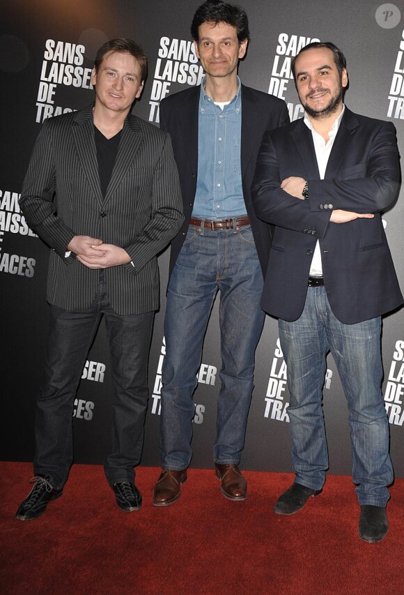 Benoît Magimel, Grégoire Vigneron et François-Xavier Demaison, à l'occasion de l'avant-première de Sans laisser de traces, à l'UGC Ciné-Cité de Bercy, à Paris, le 8 mars 2010.