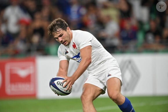 Antoine Dupont (france)  : France vs Ecosse (30-27) - Match préparatif pour la coupe du monde 2023 à Saint-Étienne le 12 août 2023. © Frédéric Chambert / Panoramic / Bestimage