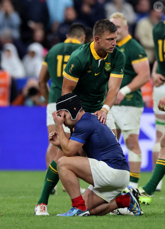 Antoine Dupont - Coupe du Monde de Rugby France 2023 - Match de quart de finale "France-Afrique du Sud (28-29)" au Stade de France à Saint-Denis le 15 octobre 2023. © © Moreau-Jacovides/Bestimage  Rugby World Cup France 2023 - Quarter-final match "France-South Africa (28-29)" at the Stade de France in Saint-Denis on October 15, 2023. 