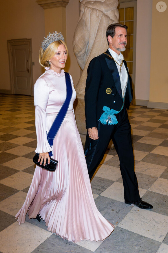 Pavlos et Marie-Chantal de Grèce - Banquet royal organisé pour les 18 ans du prince héritier Christian de Danemark, Copenhague, 15 octobre 2023.