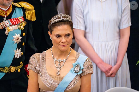 Victoria de Suède - Banquet royal organisé pour les 18 ans du prince héritier Christian de Danemark, Copenhague, 15 octobre 2023.
