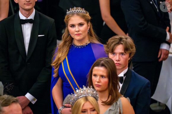 Catharina-Amalia des Pays-Bas - Banquet royal organisé pour les 18 ans du prince héritier Christian de Danemark, Copenhague, 15 octobre 2023.