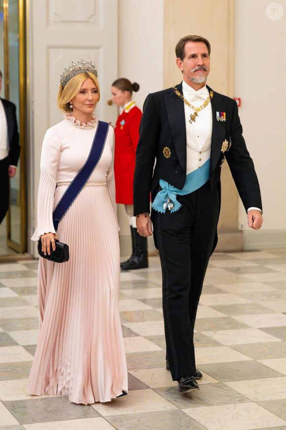 Pavlos et Marie-Chantal de Grèce - Banquet royal organisé pour les 18 ans du prince héritier Christian de Danemark, Copenhague, 15 octobre 2023.